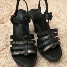 Born Riviera Black Combo Metallic Strappy Heels Sandals Size 9