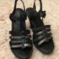 Born Riviera Black Combo Metallic Strappy Heels Sandals Size 9