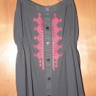 Love Tree Black With a Red Scroll Design Strappy Camisole Tank Top Large NEW