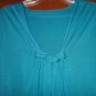 Woman's Knot Top Gathered Bottom Teal Color Top Shirt Size Large