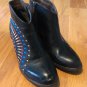 Spring Step L'Artiste Rhapsody Black Multi Embroidered Teal Ankle Boot 39 8.5