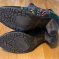 Spring Step L'Artiste Rhapsody Black Multi Embroidered Teal Ankle Boot 39 8.5