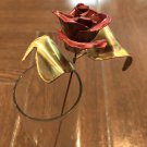 Hand Made From Provincetown Mass Red Metal Rose 12.5"