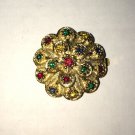 Festive Round 26mm Two Strand Gold Box Clasp with Colored Stones