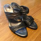 Sofft Gela Pewter Metallic Crack Suede Print Sandals Shoes 9.5