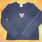 Disney Store Women’s Black Long Sleeve Embroidered Mickey Mouse V Shirt Large