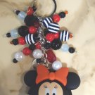 Disney Minnie Mouse 2Dandy Owls Purse Charm W/Red Black White Beaded Dangles