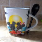 Disney Jerry Leigh Mickey & Minnie Mouse Watching the Sunset Mug Cup & Spoon.