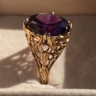 VINTAGE ANTIQUE STYLE OVAL AMETHYST ART DECO 14K 14kt YELLOW GOLD RING 3.48cts VINTAGE ANTIQUE STYLE OVAL AMETHYST ART DECO 14K 14kt YELLOW GOLD RING 3.48cts