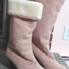 Light Pink Suede High Heel Fleece Lined Booties Boots Size 9 41