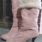 Light Pink Suede High Heel Fleece Lined Booties Boots Size 9 41