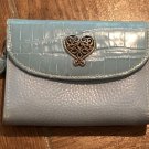 Brighton Blue Croco-Embossed & Pebble Leather With Silver Filigree Heart Wallet
