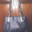 Brighton Large Braided Strap Navy Blue Purse Shoulderbag With Silver Accents Brighton Large Braided Strap Navy Blue Purse Shoulderbag With Silver Accents