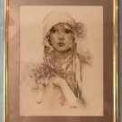 Completed Matted & Framed Roaring 20's Flapper Lady Woman Portrait Cross Stitch