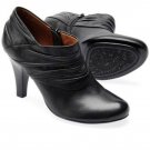 Sofft Florina Black High Heeled Ruched Leather Side Zip Booties Boots Size 9W