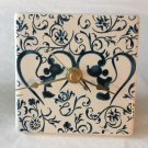 Indigo Mickey & Minnie Mouse Kiss Kissing Stone Tile Desk Desktop Clock