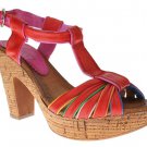 Azura Vianne Red With Rainbow Color Accents Strappy Sandals 39 / 8.5