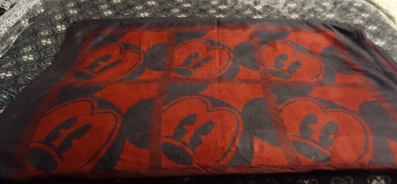 Disney Parks Mickey Mouse Red & Gray Soft Blanket Throw 45" x 60".