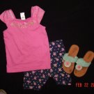 GYMBOREE~PARISAN ROSE~BIKER SHORTS 7~TOP 5~SANDALS 11