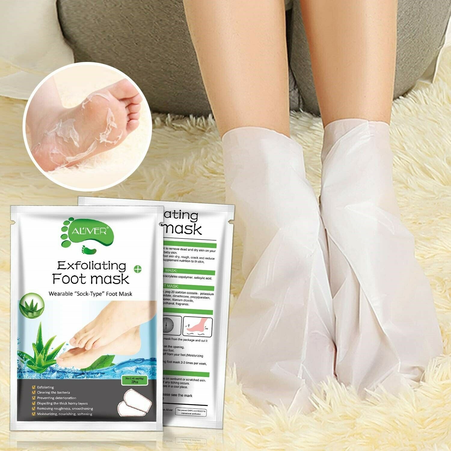 3 Pairs Exfoliating Foot Mask for Dry Dead Skin Callus for Men