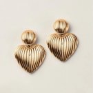 Avon Rippled Heart Statement Dangle Goldtone Earrings for Gifts / presents