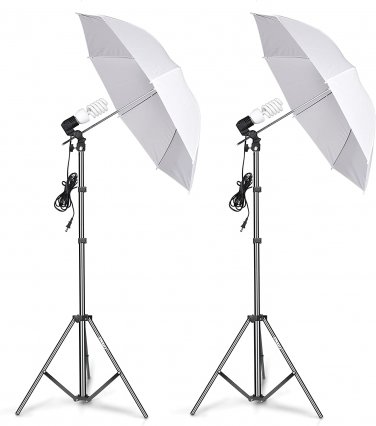 GloShooting Photography Video Photo Portrait 600W 5500k Daylight Umbrella Reflector Continuous Lighting Kit,Professional Photographic Studio Set with Sandbag,Carry Bag 