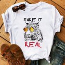 Funny Animal Lovers Graphic Design T Shirts Women's Leopard Print Shirts