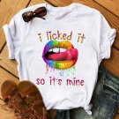 Colorful Lips Graphic Shirts Casual Women's Tee Shirt Cute Custom Ladies T Shirts