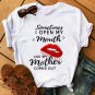 Women's Graphic Print Lips Graphic Shirts Casual Cute Custom Ladies T Shirts 24405