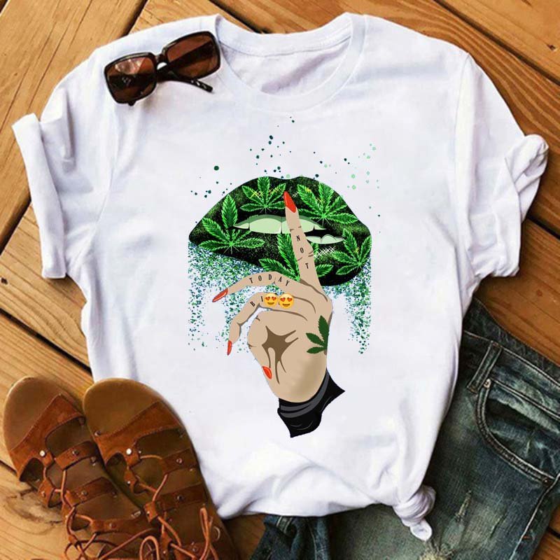 Women's Graphic Print Lips T Shirts Casual Outfit Cute Ladies T Shirts 24407