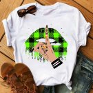 Women's Graphic Print Lips T Shirts Casual Outfit Cute Ladies T Shirts 24408