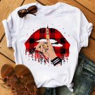 Ladies Graphic Print Lips T Shirts Casual Outfit Cute Ladies T Shirts 24409