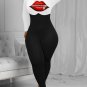 Women Cozy Winter Casual Outfits | Zipped Lips Graphic Jumpsuit