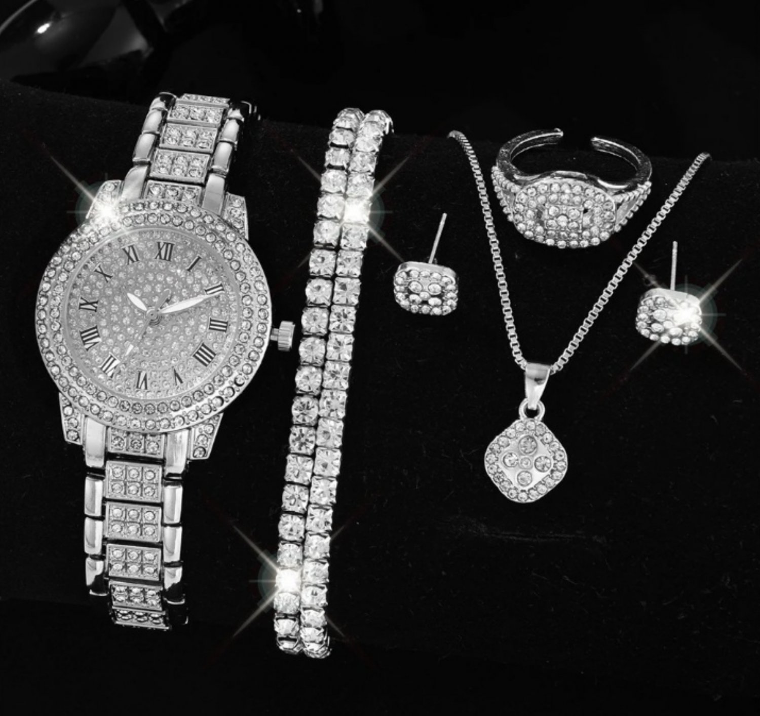 Cubic Zirconia Wedding Jewelry Sets for Bride Bridesmaid 5pc Set