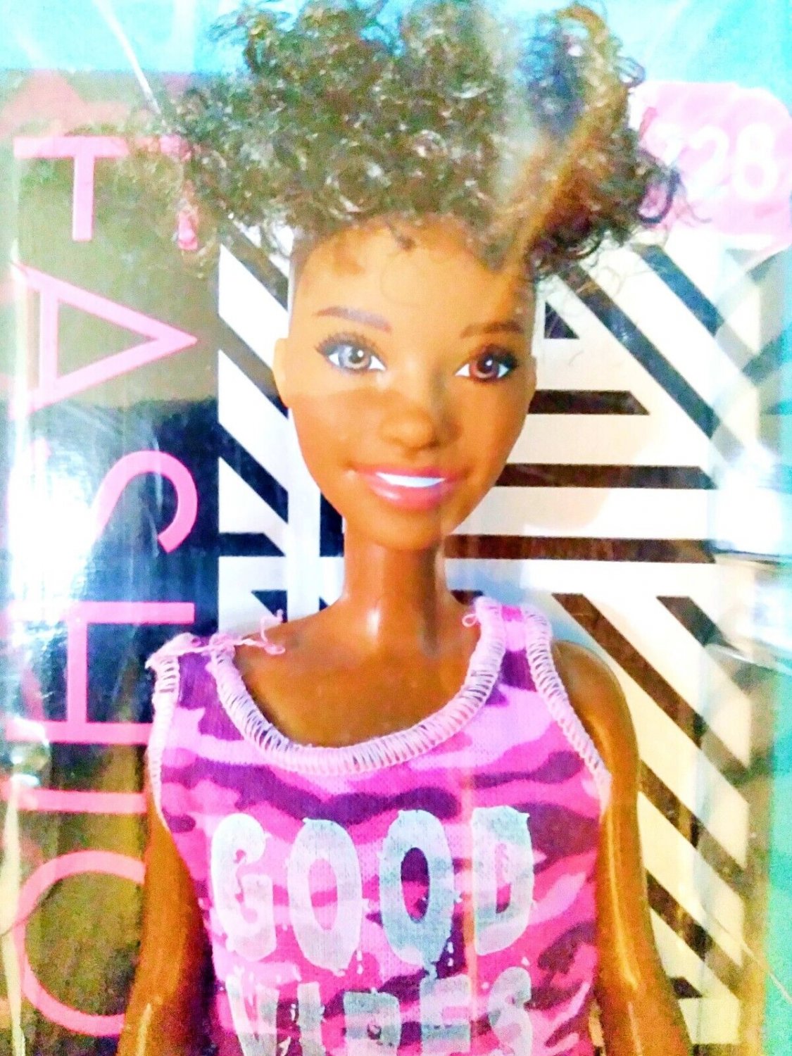 Barbie Fashionistas African American Doll 128 Mattel 2018 Good Vibes Only