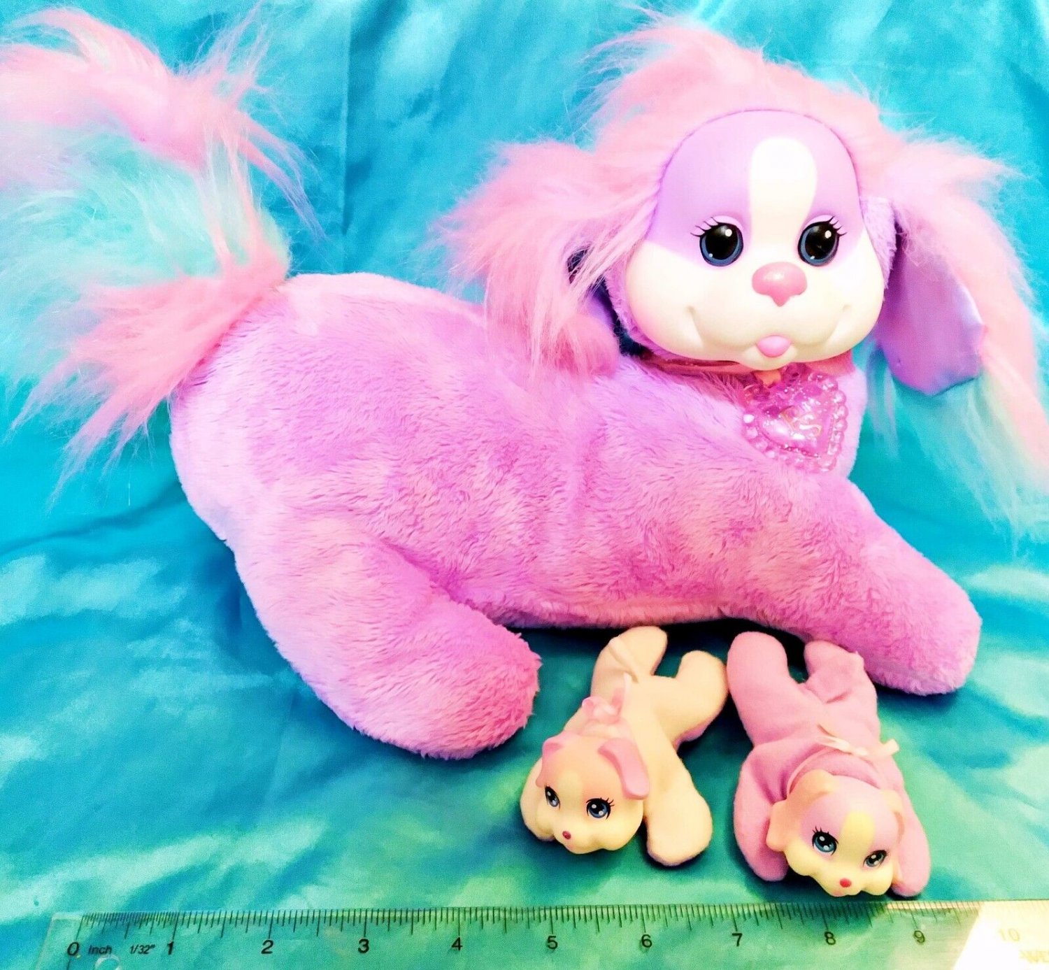 PUPPY SURPRISE PURPLE w/ 2 BABIES Puppies Dog Mom Mother Plush Animal