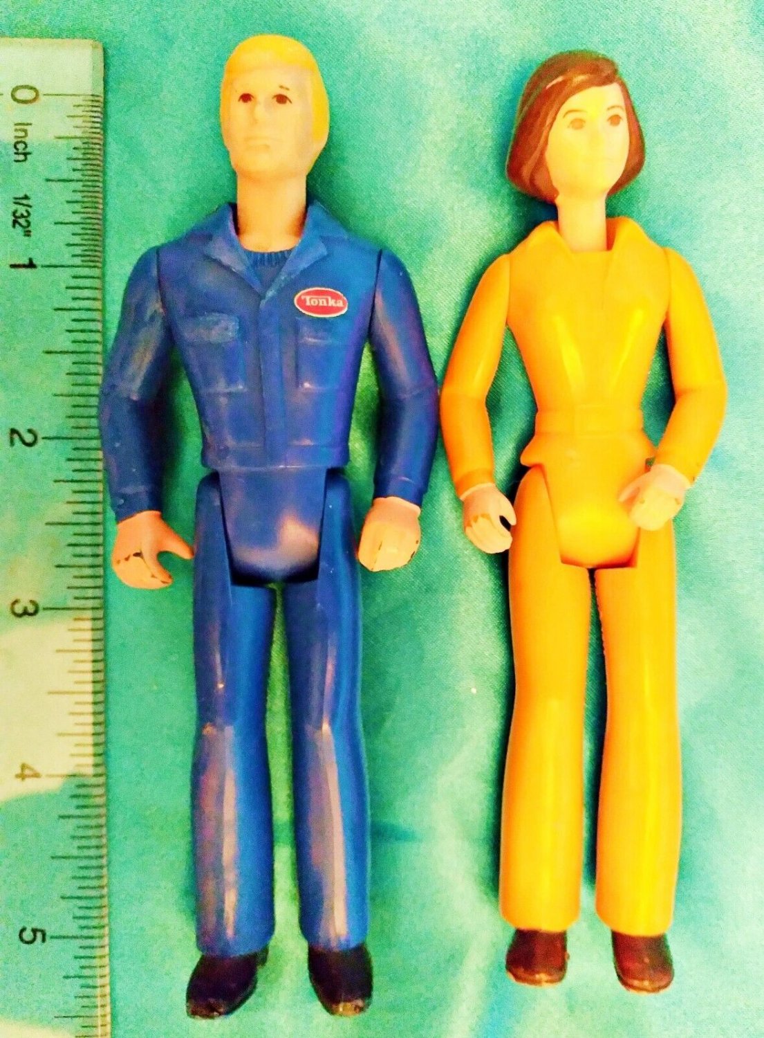 Set of 2 - Vintage Tonka Play People Women & Blue Mechanic Man Figure 1979