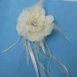 Ivory Flower Brooch With Feather & Ribbon Free Shipping