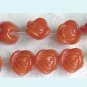 10 Pieces of Carved Pumpkin Red Rose Beads Free Shipping