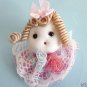 Lace Mini Dolls With Pink Bow Appliques  Lot of 2 piece free Shipping