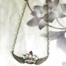 Antiqued Bronze Angel Crown Pendant Necklace Free Shipping