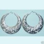Large Silver Tone Floral  Earrings