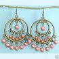 Dangling Brass Double Rings Orange Earrings Free Shipping