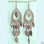 Antiqued Bronze Teardrop Chandelier Brown  Long Earring Free Shipping