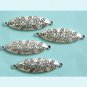 4 Embossed Rose Antiqued Silver Plated  Connectors Free Shipping
