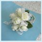 Off White Roses Corsage Rhinestones Bracelet Wristlet Free Shipping