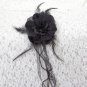 Black Flower Hair Clip /Brooch With Feathers and Ribbon Free Shipping