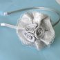 Gray Lace Ribbon Roses Headband - Wedding Bridal  Free Shipping