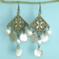 Danging Antiqued Bronze Square Chandelier Sea Shell Earring Free Shipping