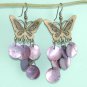 Dangling Butterfly Earrings With Purple Sea Shell Charm Free Shipping